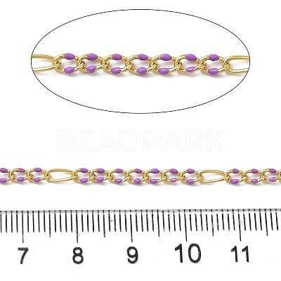 Handmade Brass Enamel Oval Link Chains CHC-L053-08G-02-1