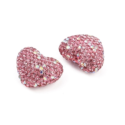 Heart Shaped Polymer Clay Rhinestone Beads CLAY-NH0002-01A-1