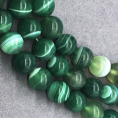 Natural Striped Agate/Banded Agate Round Bead Strands G-E234-02-1