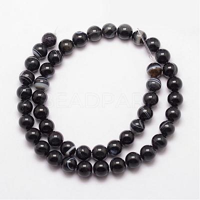 Natural Black Agate Bead Strands G-K166-13-10mm-05-1