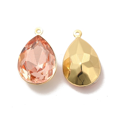 Real 18K Gold Plated Brass with Glass Pendants KK-177-22G-02-1