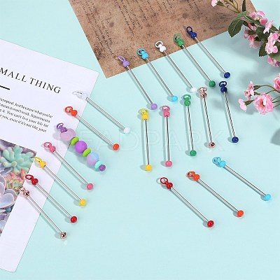 20Pcs 10 Colors Iron Bar Beadable Keychain for Jewelry Making DIY Crafts IFIN-SZ0001-37-1