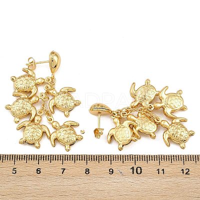 304 Stainless Steel Dangle Stud Earrings EJEW-P325-05D-G-1