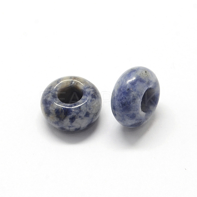 Natural Blue Spot Jasper European Large Hole Beads G-Q442-09-1