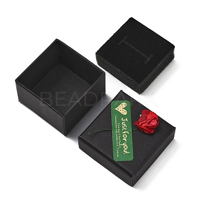 Kraft Paper Gift Boxes with Faux Rose Flower Outside for Ring CON-Z011-01B-01-1