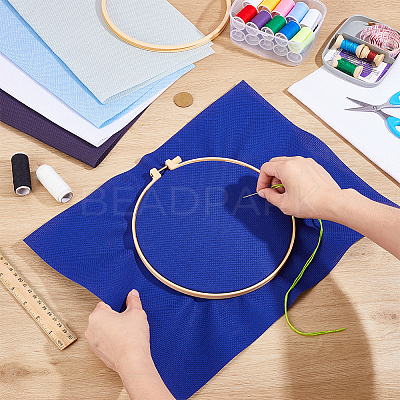 6Pcs 6 Colors Cotton Rectangle Cross-Stitch Fabric AJEW-PH0006-55-1