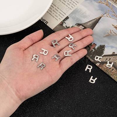 Tarnish Resistant 304 Stainless Steel Letter Charms STAS-O072-R-1
