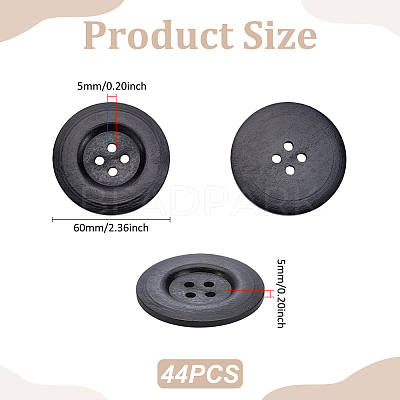 44Pcs Wood Buttons BUTT-PH0001-42A-1