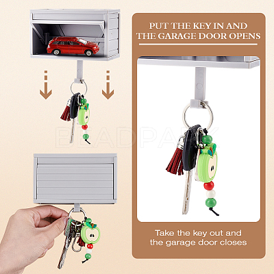 ABS Plastic Car Garage Key Holder with Opening Door AJEW-WH0794-20A-1