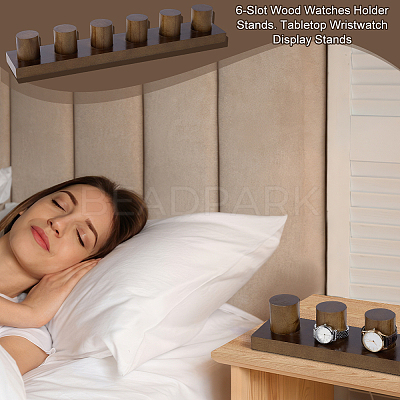 6-Slot Wood Watches Holder Stands ODIS-WH0030-127-1