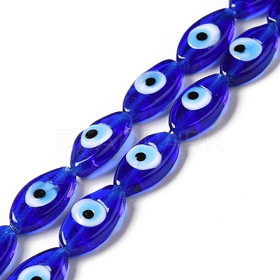 Handmade Evil Eye Lampwork Beads Strands LAMP-G154-06B-1