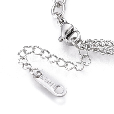 Tarnish Resistant 304 Stainless Steel Charm Bracelets BJEW-K219-02P-1
