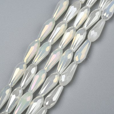 Electroplated Opaque Glass Beads Strands EGLA-L015-FR-B17-01-1