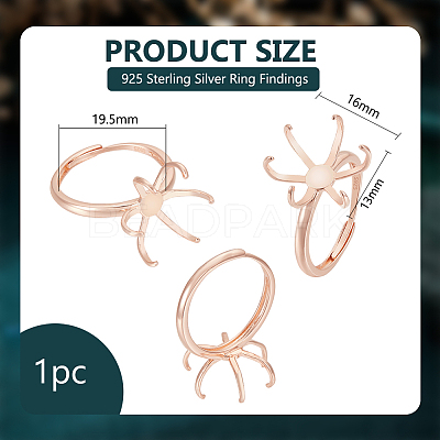 1Pc Rhodium Plated 925 Sterling Silver Adjustable Ring Findings STER-BC0002-39A-1
