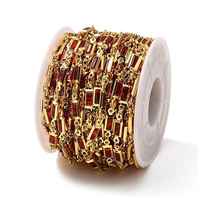 Brass Glass Rectangle Link Chains CHC-R001-01G-03-1