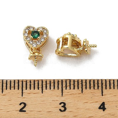 Heart Rack Plating Brass Micro Pave Cubic Zirconia Peg Bails KK-S397-11G-1