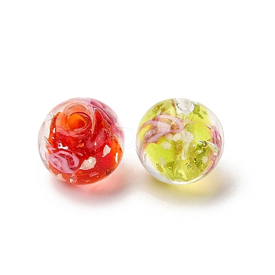 Luminous Handmade Glod Sand Lampwork Beads Strands LAMP-B028-03R-10mm-1
