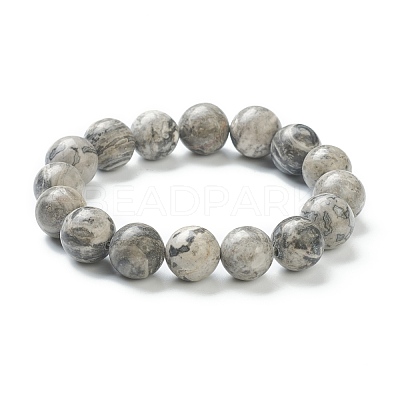 Natural Map Stone Beaded Stretch Bracelets BJEW-A117-E-08-1