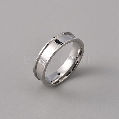 201 Stainless Steel Grooved Finger Ring Settings STAS-WH0027-27F-P-1