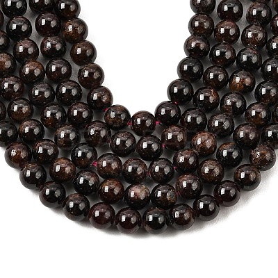 Natural Garnet Gemstone Bead Strands G-R263-6mm-1