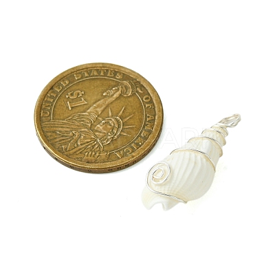 Natural Trumpet Shell Pendants PALLOY-JF02794-02-1