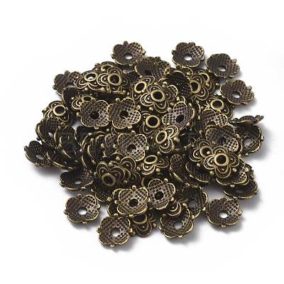 4-Petal Tibetan Style Alloy Flower Bead Caps X-TIBE-S222-AB-NR-1