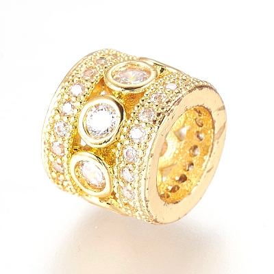 Brass Micro Pave Cubic Zirconia Beads X-ZIRC-J018-13G-1