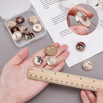 12Pcs 2 Colors Zinc Alloy Resin Shank Buttons BUTT-AR0001-31-1