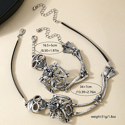 Alloy Skeleton Bracelets & Necklaces Sets FS-WG61533-01-1