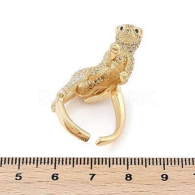 Brass Micro Pave Clear Cubic Zirconia Cuff Rings for Women Men RJEW-Z080-01G-1