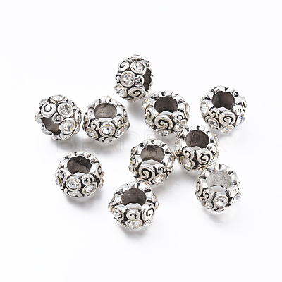 Vintage Alloy Grade A Rhinestone European Beads RB-J504-28AS-05-1
