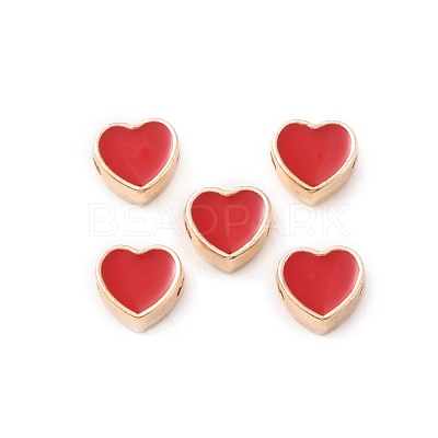 Light Gold Plated Alloy Enamel Beads ENAM-WH0001-25A-1