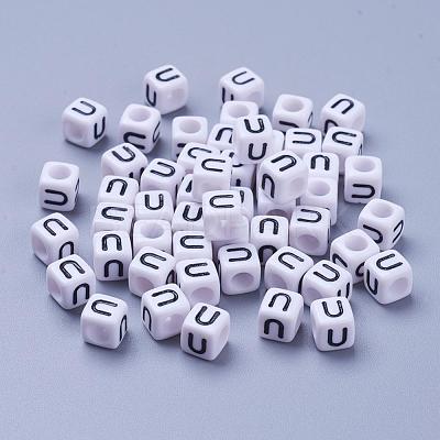 Acrylic Horizontal Hole Letter Beads PL37C9308-U-1