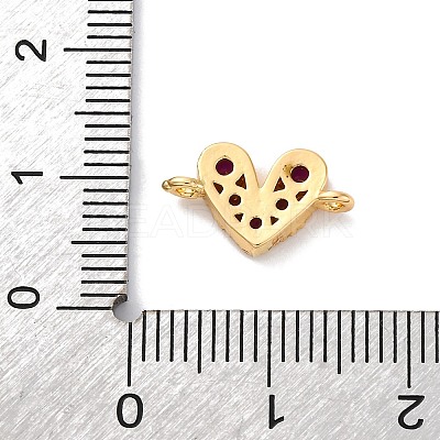 Brass Micro Pave Cubic Zirconia Heart Connector Charms KK-F894-03G-03-1
