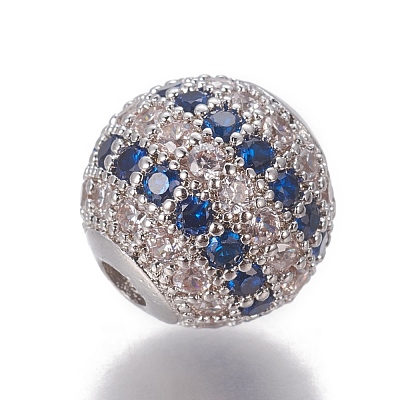 Brass Cubic Zirconia Beads ZIRC-O029-15B-P-1
