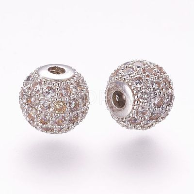 Brass Micro Pave Cubic Zirconia Beads ZIRC-G092-24P-05-1