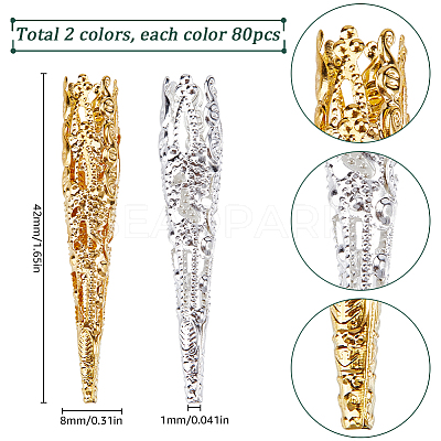 160Pcs 2 Colors Iron Bead Cones IFIN-SC0001-72-1