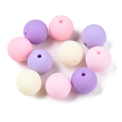 Rubberized Style Imitated Silicone Acrylic Beads MACR-T048-01B-14-1
