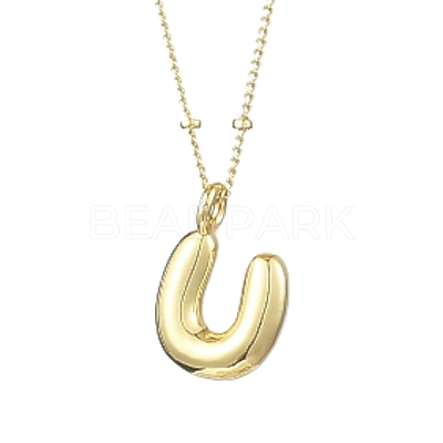 1Pc Initial Letter Brass Pendant Necklaces NJEW-YW0001-24U-1