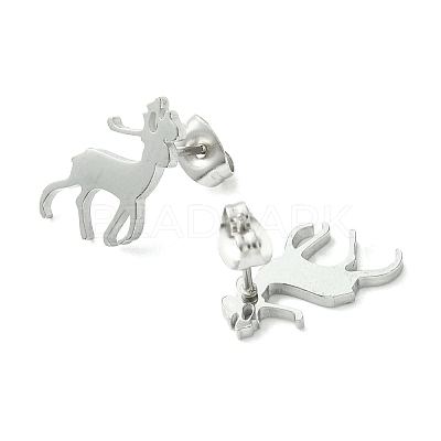 Non-Tarnish Cute Little Animal Theme 304 Stainless Steel Stud Earrings LS-EJEW-B041-03F-P-1