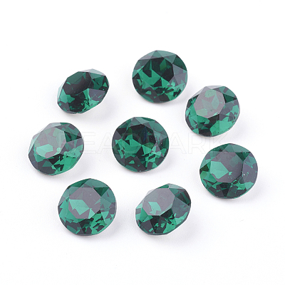 Pointed Back & Back Plated Glass Rhinestone Cabochons RGLA-J012-8mm-205-1