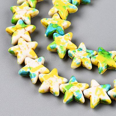 Spray Painted Synthetic Turquoise Beads Strands UNKW-T001-11C-1