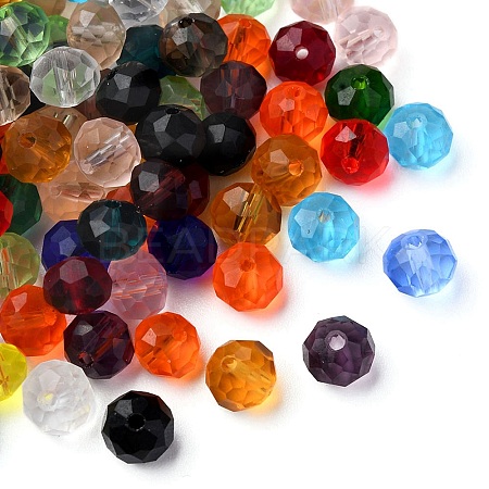 Faceted Rondelle Transparent Glass Beads GLAA-YW0001-84B-1