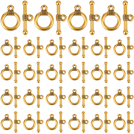 120Pcs Tibetan Style Alloy Toggle Clasps FIND-SP0001-21AG-1