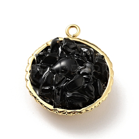 Natural Black Onyx Chip Pendants KK-C242-05G-10-1