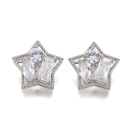 Brass Micro Pave Clear Cubic Zirconia Shank Buttons KK-H738-27P-1