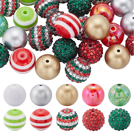 Round Resin Rhinestone & Acrylic Beads DIY-SC0026-80A-1