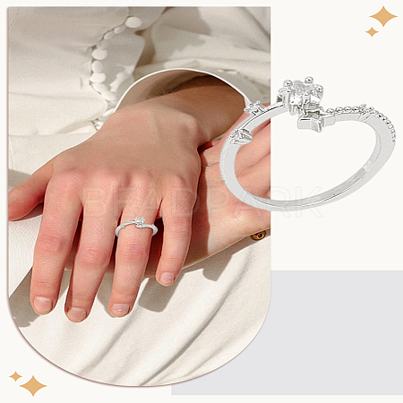 1Pc Alloy Micro Pave Clear Cubic Zirconia Finger Rings for Women RJEW-LP0002-16P-1