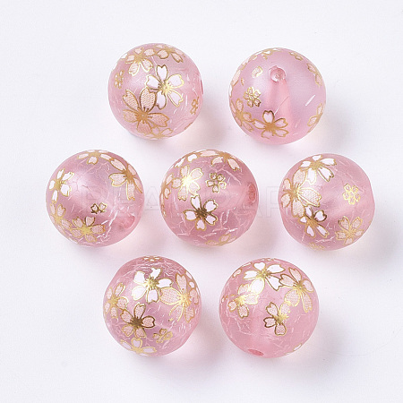 Translucent Printed Resin Beads RESI-T038-004A-02-1
