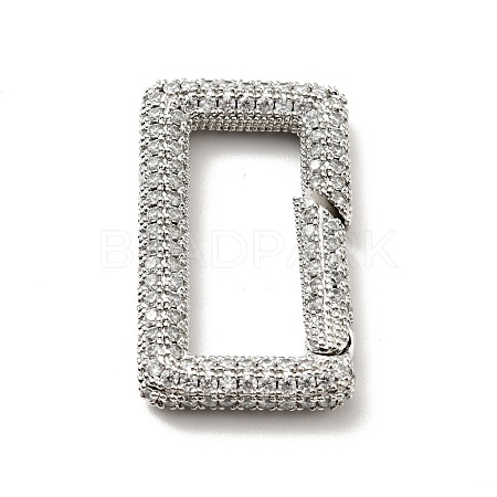 Brass Micro Pave Clear Cubic Zirconia Spring Gate Rings KK-G414-05P-1
